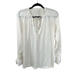 CLUB MONACO Silk Long Sleeve Popover Peasant Blouse Ivory XS